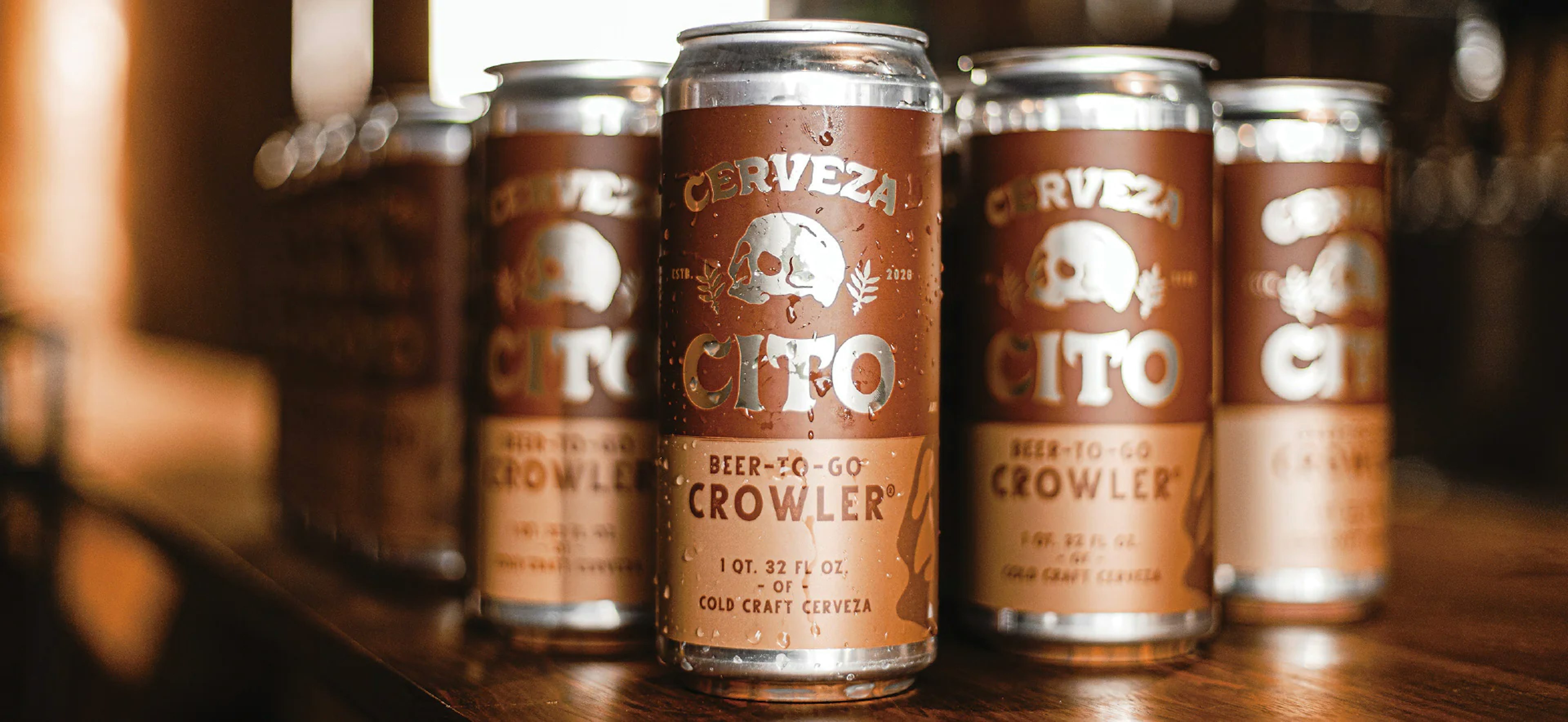 Cerveza Cito Crowlers on a table.